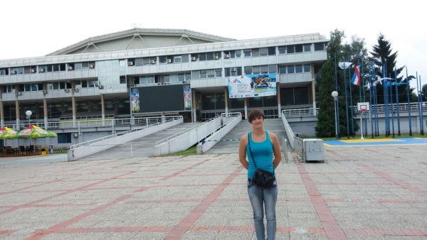 Danutė Domikaitytė prie Zagrebo Dom Sportova arenos