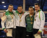 85 kg iš kairės: Julius Matuzevičius (II v.), Aleksandras Kazakevičius (I v.), Laimutis Adomaitis ir Martynas Nemsevičius (III v.)