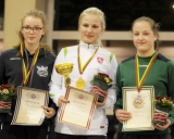 55 kg iš kairės: Viktorija Augustauskaitė (II v.), Deimantė Butavičiūtė (I v.), Rimgailė Čeponytė (III v.)