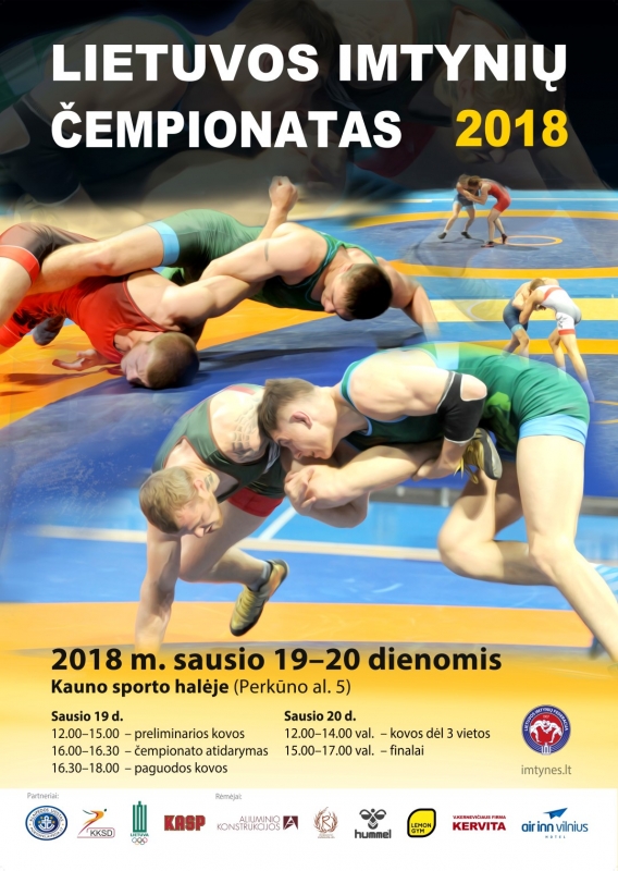 2018 LTU imtynių čempionato plakatas